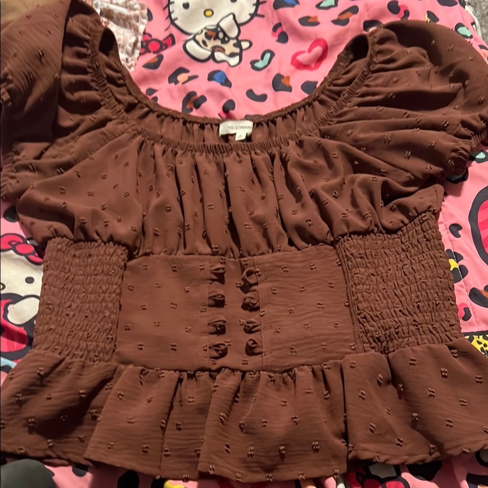 Brown Smocked Women's Top